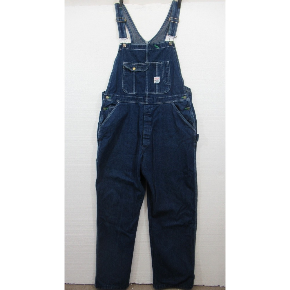 Pointer Brand Denim Bib Overalls Men 40x32 Blue Button Fly USA Workwear